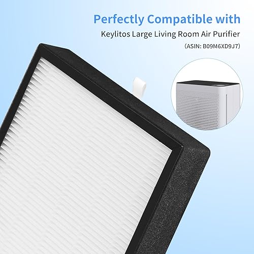 Miniatura 2 de GoKBNY Paquete de 2 filtros de repuesto True HEPA compatibles con el purificador Keylitos de gran tamaño, para ASIN B09M6XD9J7