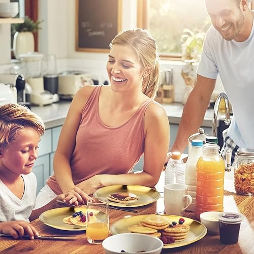 Miniatura 6 de Platos de acero inoxidable, paquete de 6 platos de acero inoxidable 304 304 platos de cena, platos de alimentación y campamento para servir platos