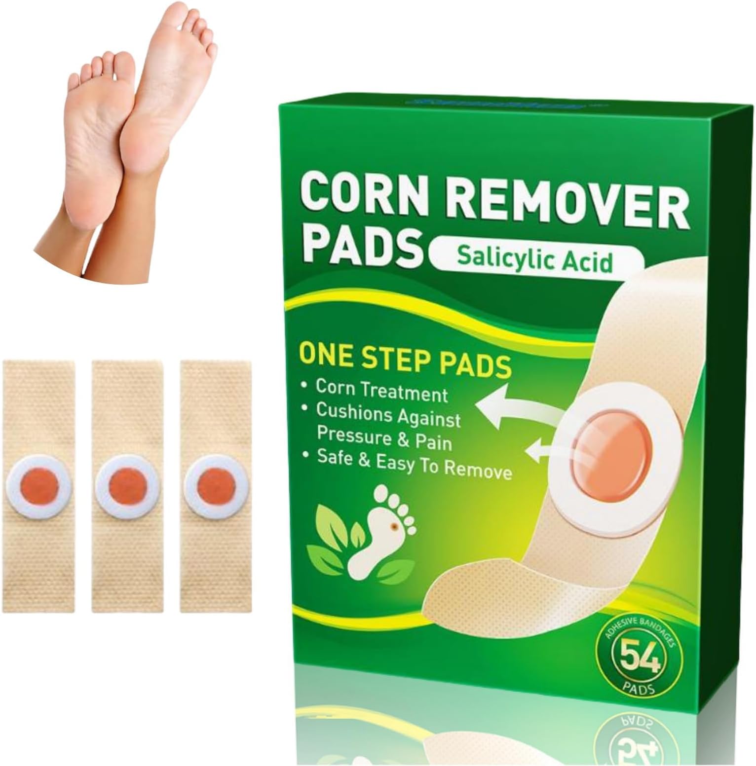 NALACAL Corn Remover Pads, 54 PCS, Corn Plasters for Feet, Corn Removal Pads Relief Corn Pain, Corn Cushions for Feet, Hand, Corn Cushions for Feet Care and Wart Remover Corn Pads Foot Care