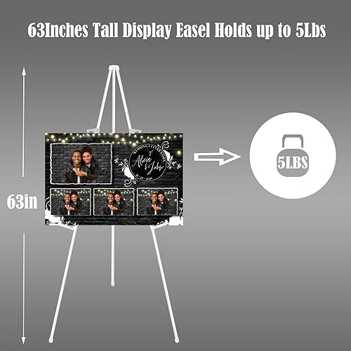 Miniatura 3 de JIUYE Caballete blanco básico para carteles de boda, altura ajustable, soporte de caballete para exhibir pósters, base de trípode, sostiene artes