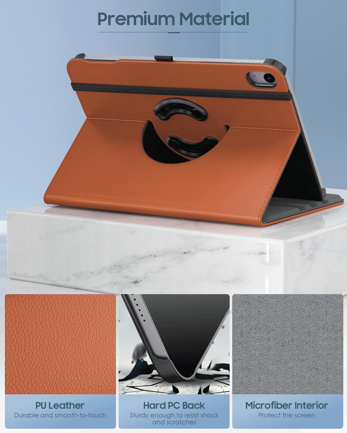 TiMOVO Rotating Case for iPad Air 11 inch M3/M2 (2025/2024), iPad Air 5th/4th Generation 2022/2020, 90 Degree Rotating Protective Stand Cover for iPad Air Case, Brown