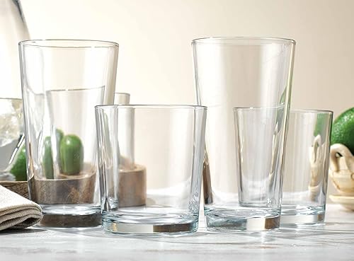 Miniatura 7 de Glaver's Drinking Glasses Set of 12. Glassware set, 6 Highball Glass Cups, 6 Whiskey glasses. Classic Drinkware Set 17 oz Tall Glasses Set and 13 oz