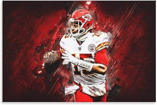 Amazon アメリカンフットボール選手スーパースターパトリックマホームズカンザスシティチーフスポスターアートデコレーションペインティングキャンバスペインティングウォールアートプリント画像ホームウォールペインティング12x18inch 30x45cm ウォールステッカー