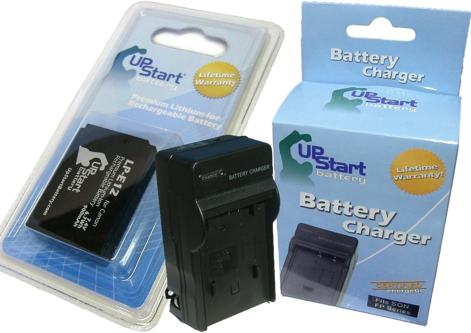 Replacement for Canon Rebel SL1 Battery and Charger - Compatible with Canon LP-E12 Digital Camera Batteries and Chargers (900mAh 7.4V Lithium-Ion)