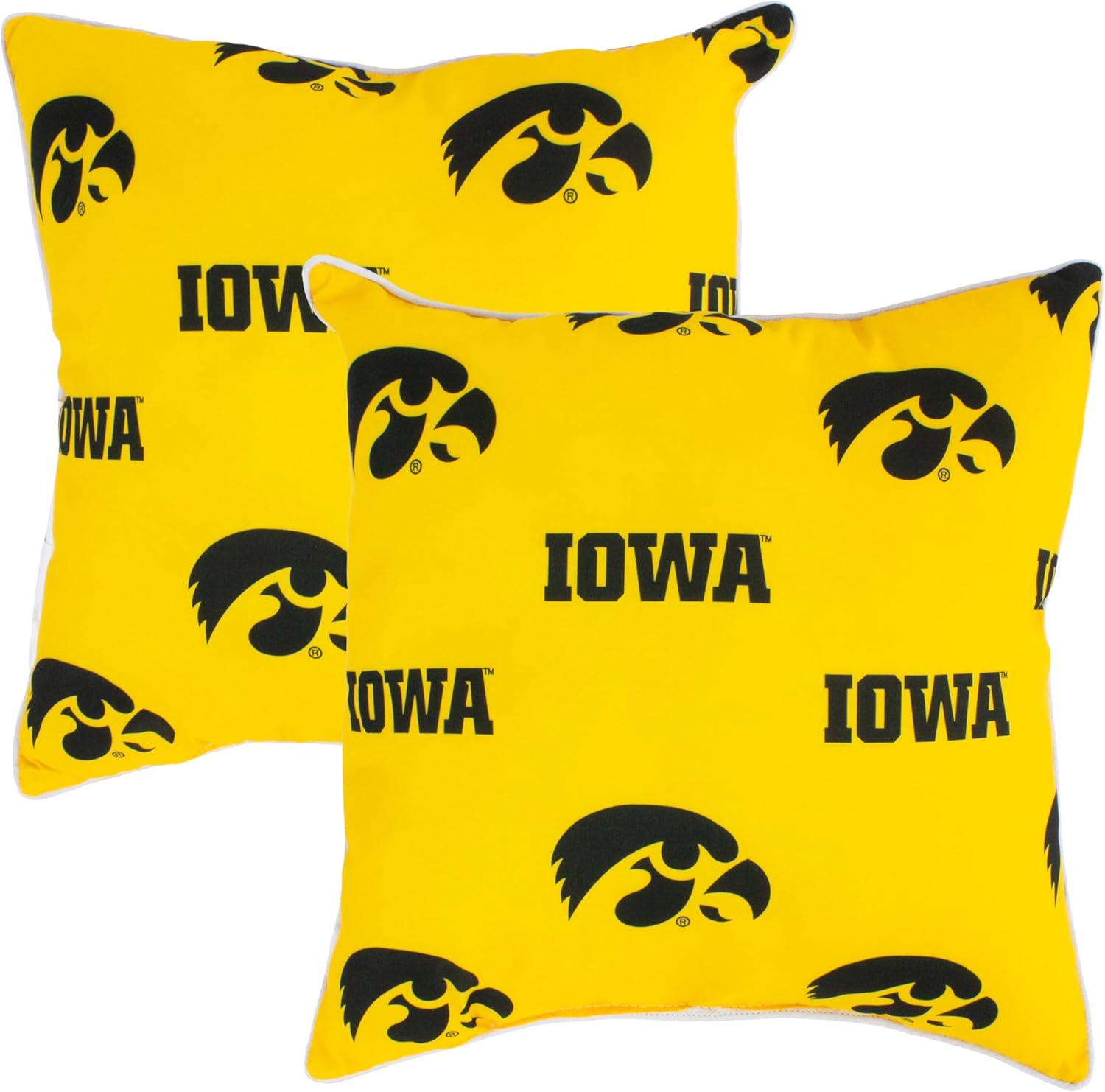 College Covers Everything Comfy Iowa Hawkeyes Decorative Pillow, 16" x 16", Includes 2 Pillows