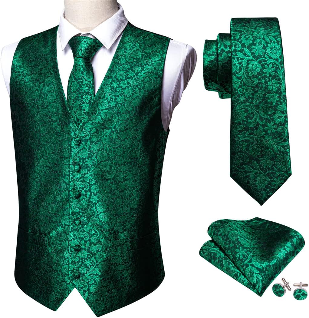 Set Da 6 Gilet Uomo In Seta - Con Gemelli E Spilla, Elegante Per Cerimonie E Eventi - Foto 10