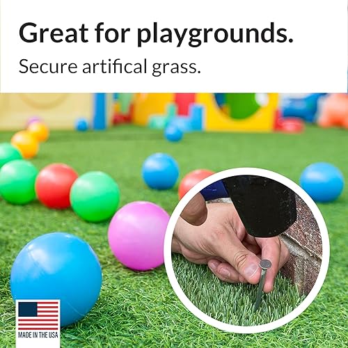 Miniatura 6 de Pinnacle Mercantile 300 estacas de césped artificial galvanizadas para paisajismo falso al aire libre, resistentes, resistentes a la corrosión,