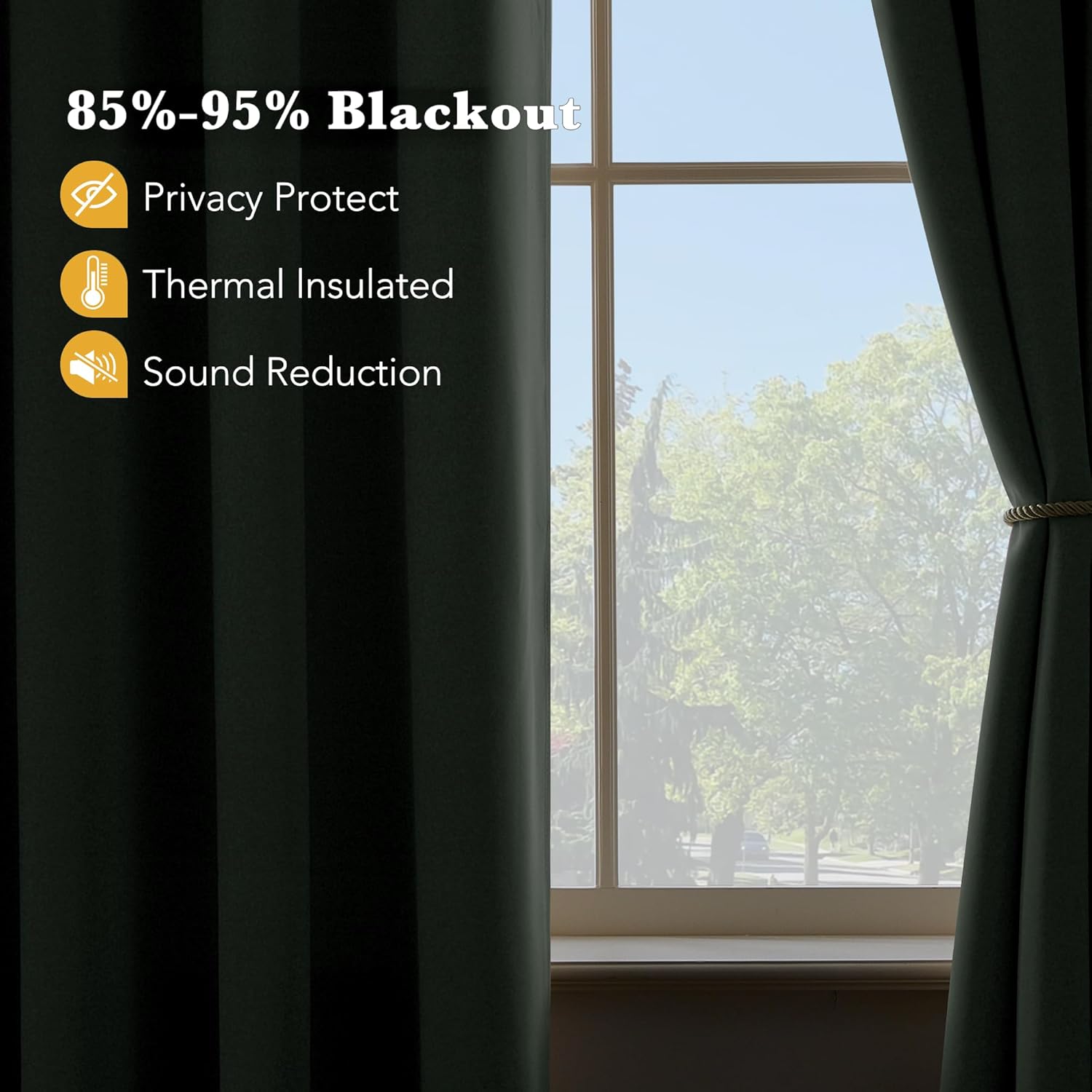 RYB HOME Blackout Curtains for Bedroom 54 Inch Length 2 Panels - Thermal Insulated Room Darkening Kitchen Window Curtains, Thick Privacy Drapes for Nursery Kids Room Dorm, W42xL54, Sage Green