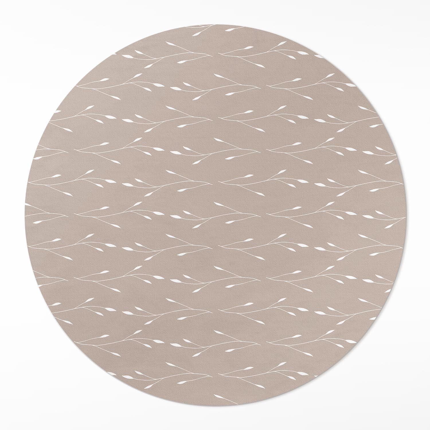 Tapis vinyle rond ø130 cm avec motif feuilles délicates pour salon et cuisine