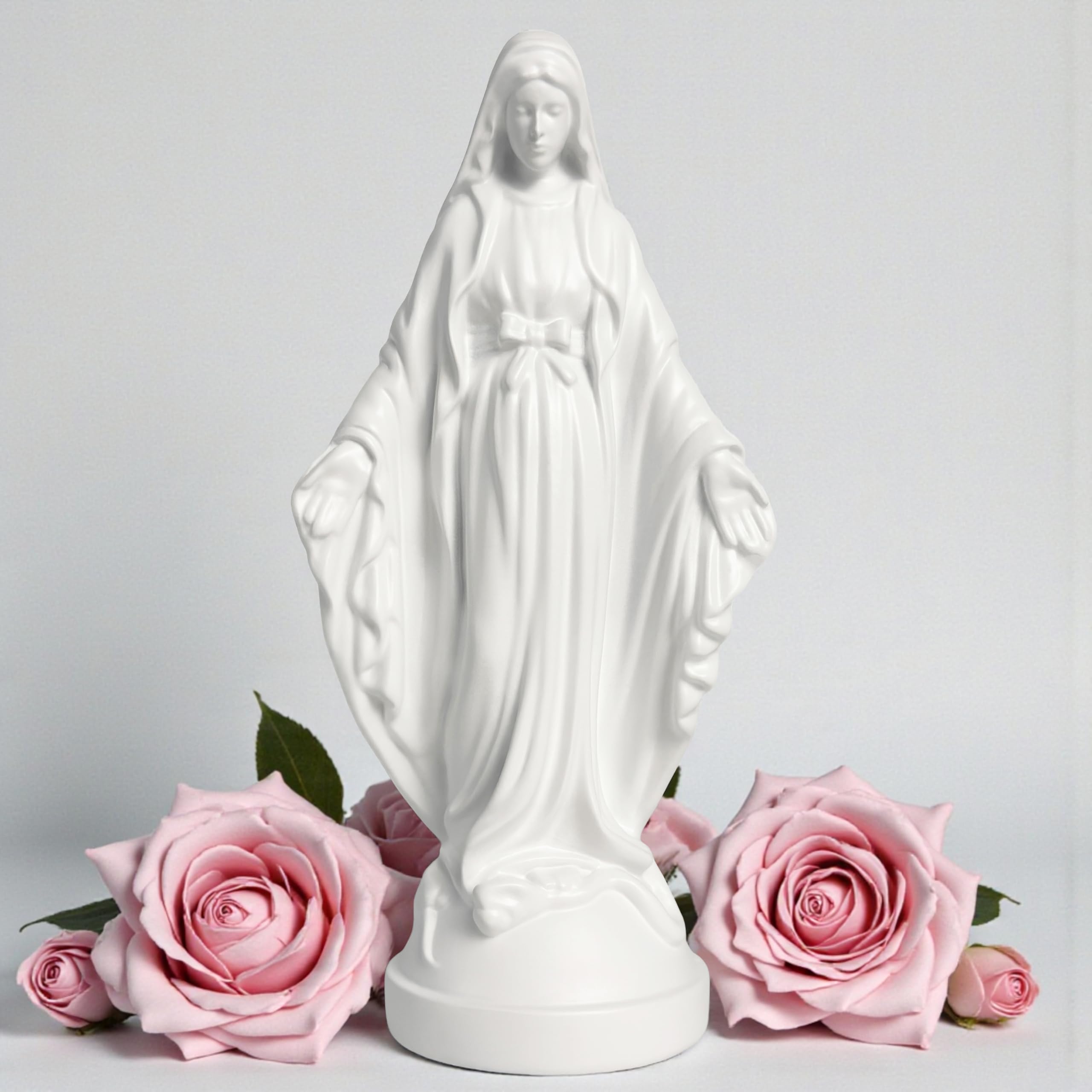 Comemori White Pop Mary, Modern Virgin Mary Statue, Decorative Resin Figurine, Unique Collectible Gift (White)