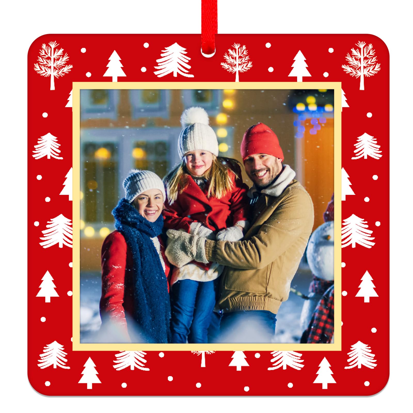 Adorno de foto de árbol de Navidad con marco conmemorativo para imágenes familiares
