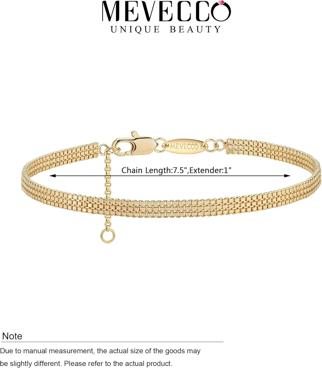 MEVECCO Gold Venice Chain Bracelets,14K Gold Plated Handmade Cute Emboss Spiral Figaro Link Chain Diamond Cut Dainty Bracelet for Women - Image 7