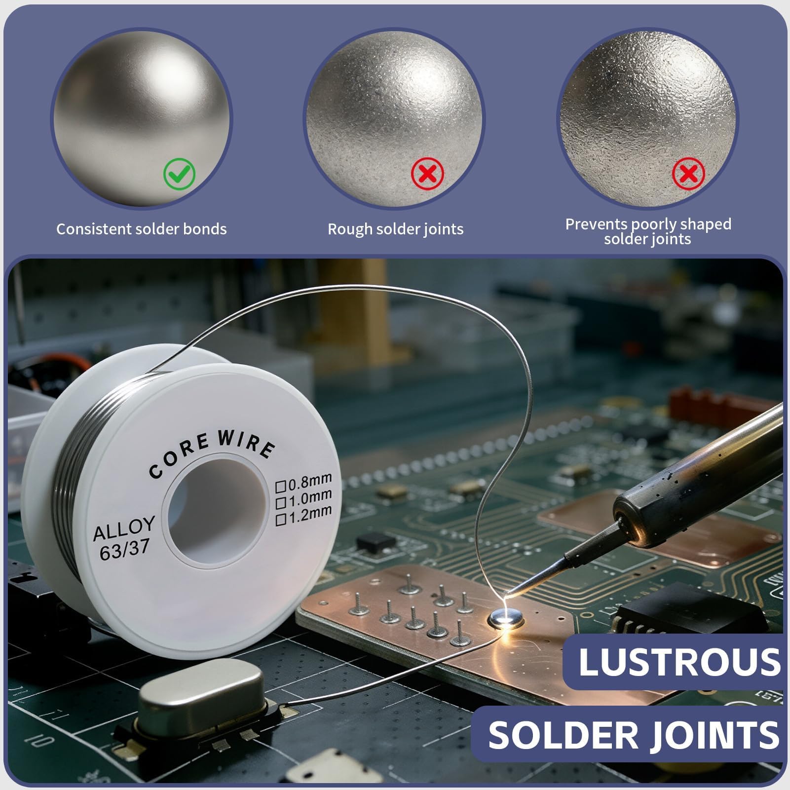 Stagno di saldatura 0,8 mm 30 g con nucleo di colofonia, stagno per saldare elettronica,Saldatura Per Riparazione e Componenti Elettronici