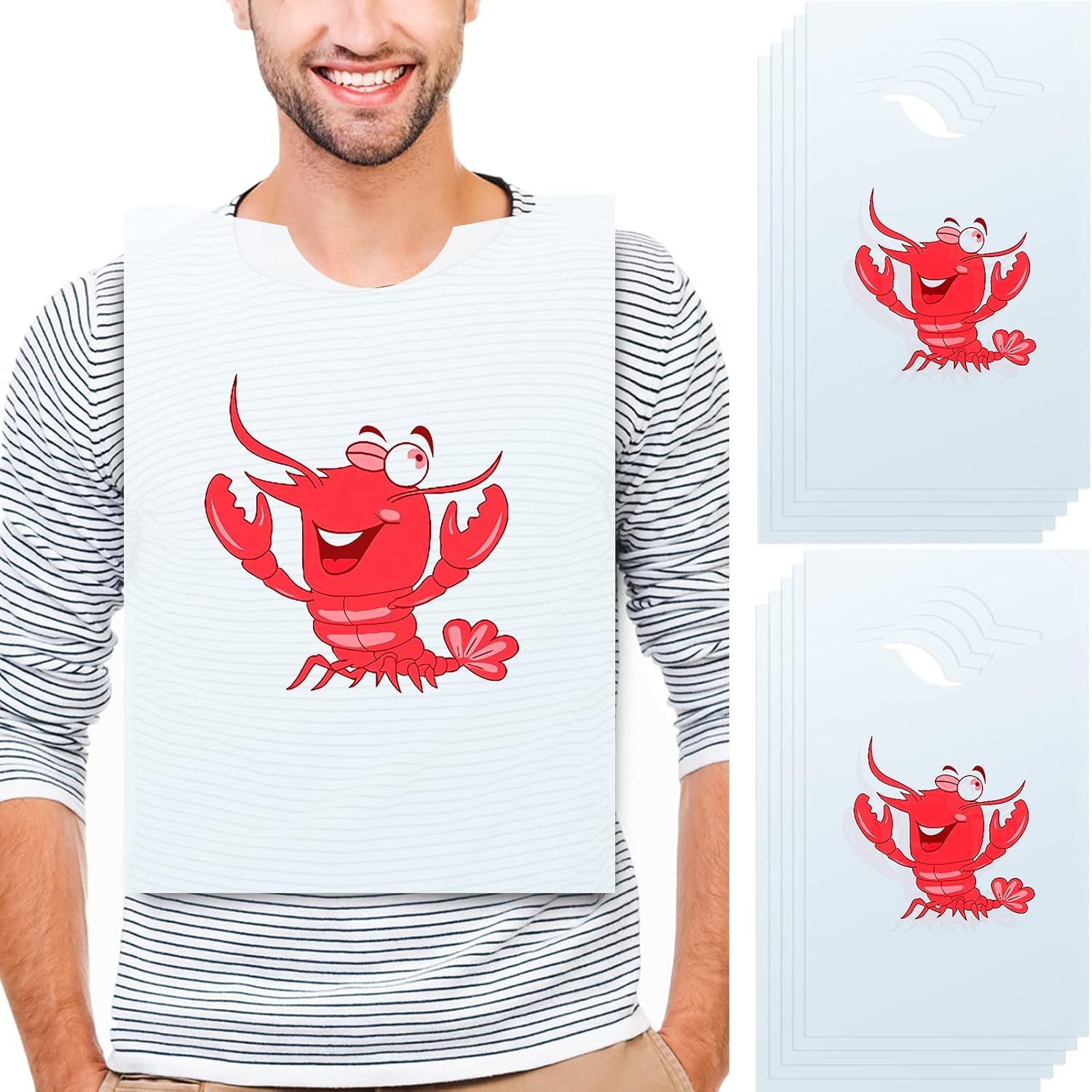 SATINIOR Plastic Crawfish Lobster Bibs for Adult Disposable Seafood Shrimp Boil Bibs 23 Inch Disposable Crab Apron for Party