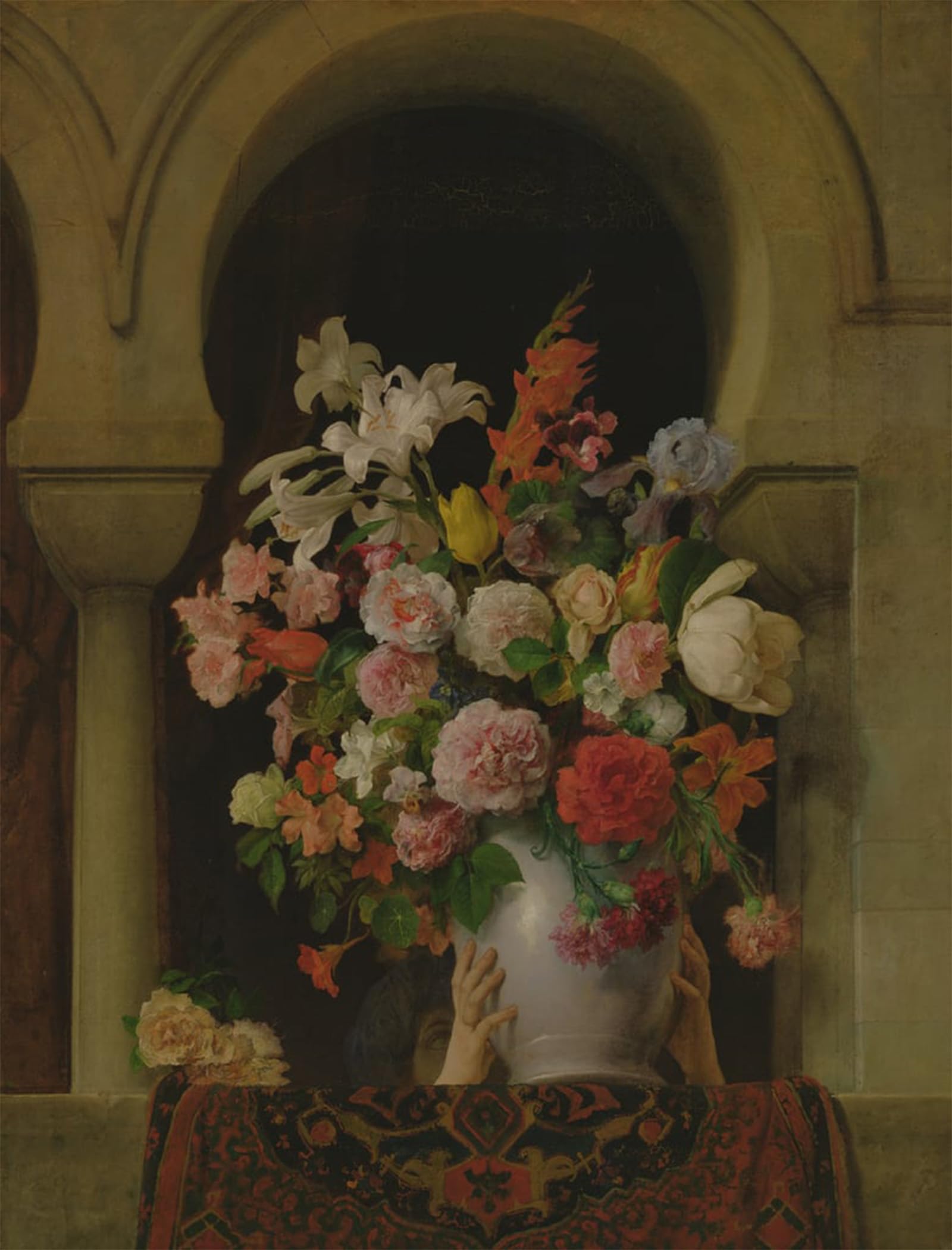 Serendipitp No Frame Aesthetic Poster Photo Wall Print Retro Picture A Vase Of Flowers On The Window Of A Harem By Francesco Hayez Modern Wall Artwork For Home Decor 60X90cm