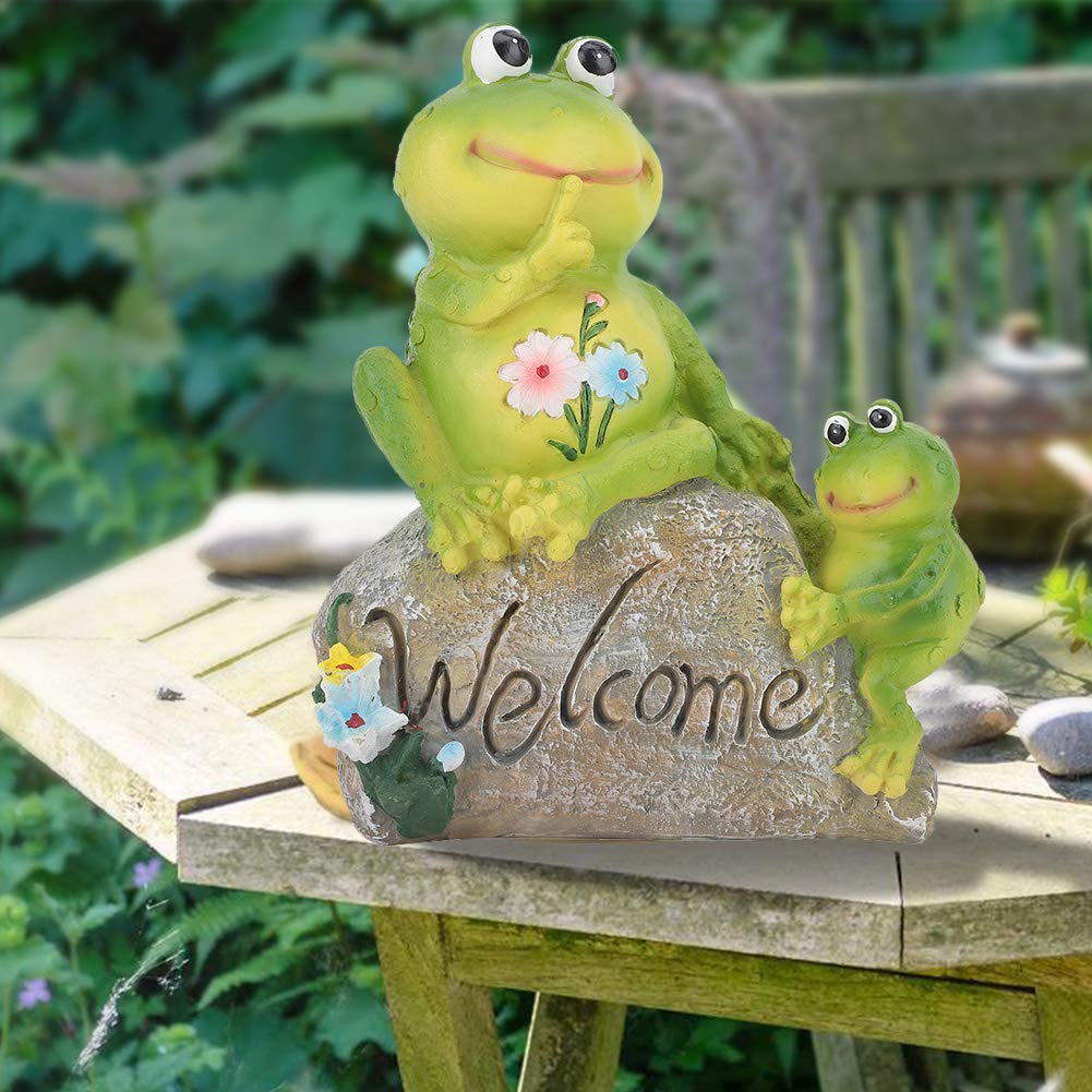 Décoration Jardin Grenouille En Résine Verte - 10x9 Cm - Grenouille Avec Verre à Vin - Pour Pots De Fleurs, Balcon, Extérieur