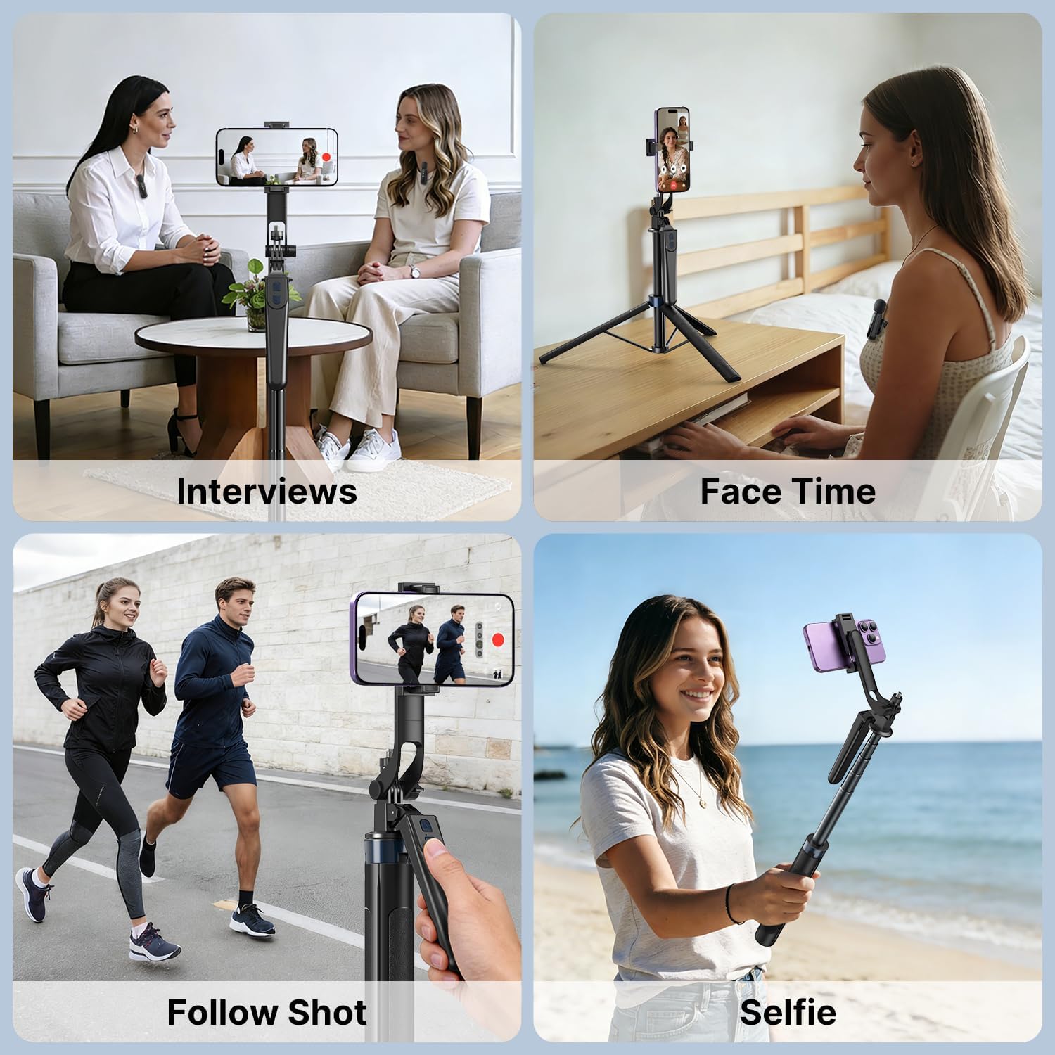 yAyusi Vlogging Kit for iPhone/Android, 70.9" Extendable Selfie Stick Tripod for iPhone with Light, Remote Control ＆ Microphone for TikTok/YouTube/Content Creator Essentials Starter Kit