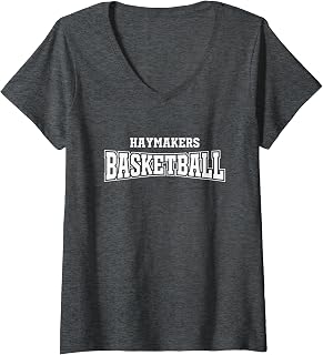 Womens Haskell Haymakers Basketball Warp HS V-Neck T-Shirt