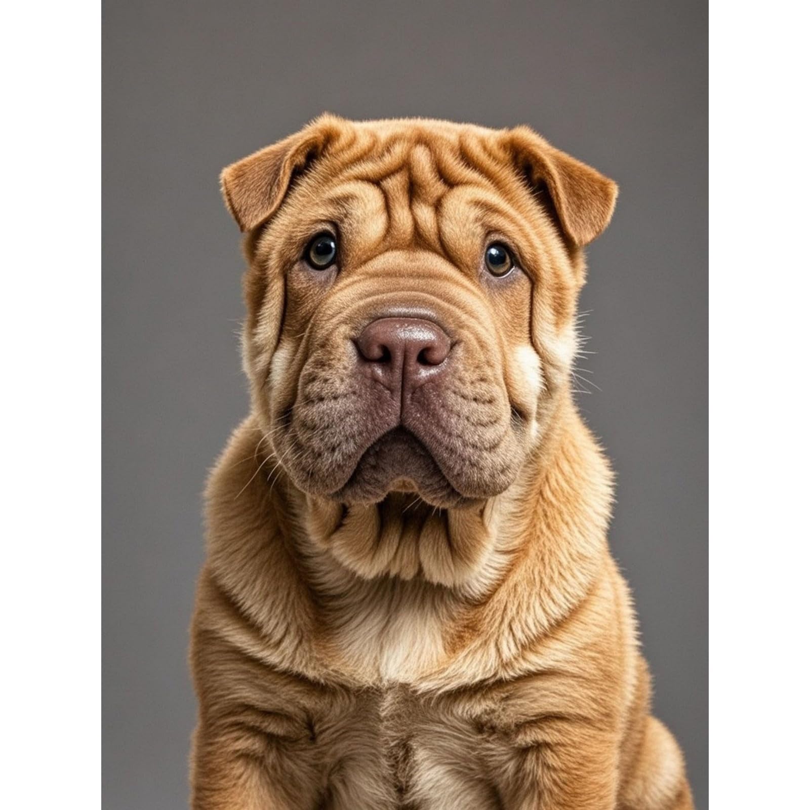 Betkuzoka Red Shar Pei Dog Puppy Diamond Art DIY Kits Stitch Diamond Dots Painting 5D Full Round Drill Paint by Diamonds Crystal Painting for Beginners Home Living Room Bedroom Decor 12x16 Inch