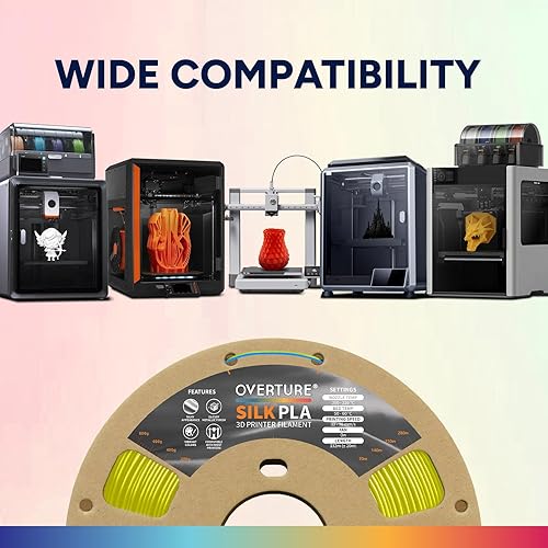 Vista 39 de OVERTURE Filamento de ácido poliláctico de seda, 1/16 de pulgada, acabado bicolor, suave y brillante, carrete 2.2 libras, para joyería de cosplay
