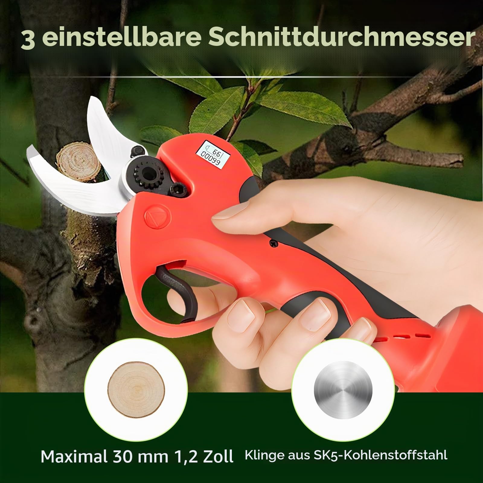 Akku Heckenschere & Astschere Teleskop mit 2x4000mAh Akkus