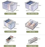 Vista 5 de TOOVREN Organizadores de Cajones para Ropa 6 Piezas, Organizador de Ropa para Armario, Organizador de Cajón de Cómoda Organizador de Ropa Jeans