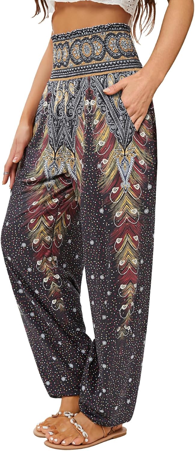 QIANXIZHAN Women's Harem Pants, Joggers Sweatpants Lounge Yoga Boho Clothes with Pockets