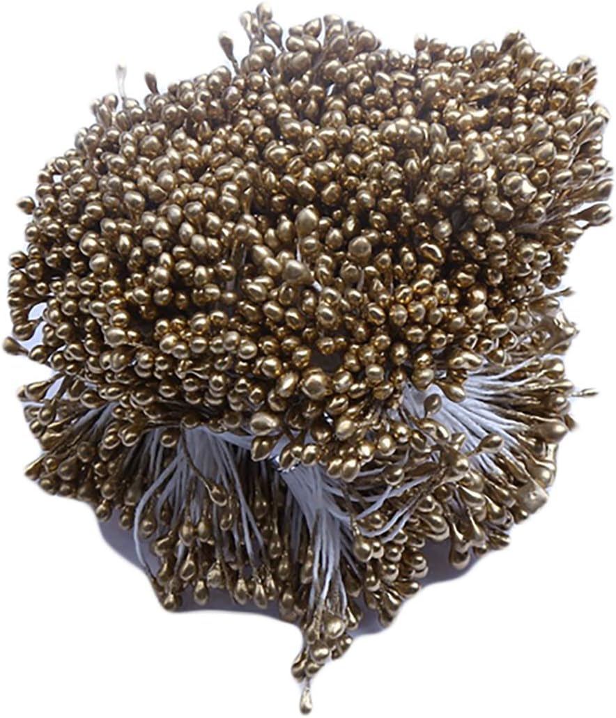 LKXHarleya 500pcs 3mm DIY Pearl Flower Stamen Pistil Gold Artificial Flower Stamen Pistil for DIY Art Home Decoration, Gold