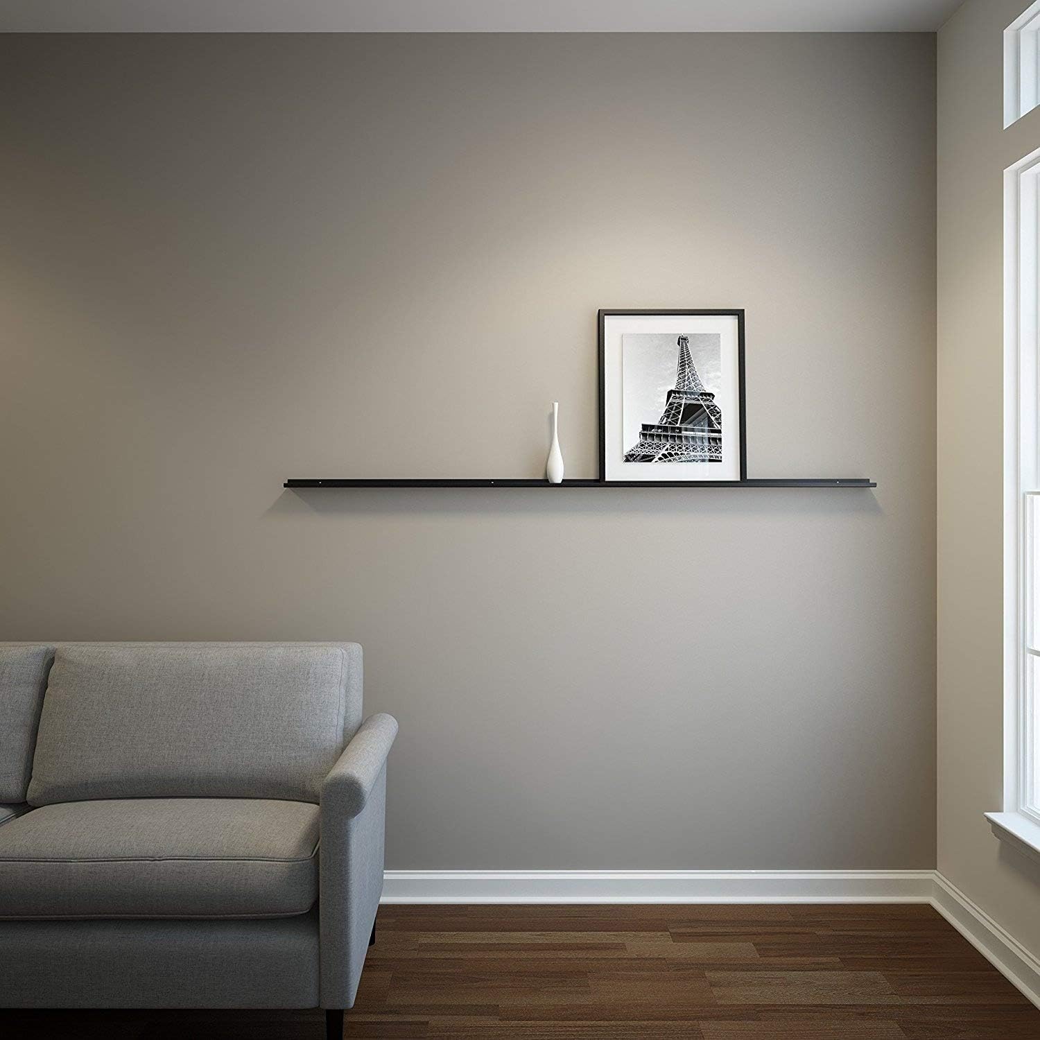 Metal, Picture, Photo and Art Display, Modern Shelf 18In Long by 2 in Wide (18INB20IN, Black)
