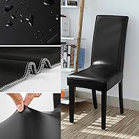 Vista 46 de YISUN Fundas para sillas de comedor, de piel sintética maciza, impermeable y resistente al aceite, funda protectora para silla de comedor