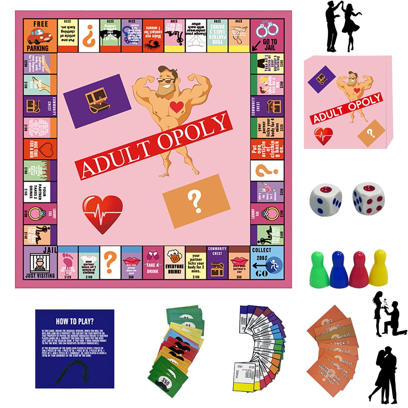 Generic Adultopoly Board Game for Couples, 2 Players, Ages 18+, Romantic Date Night Game