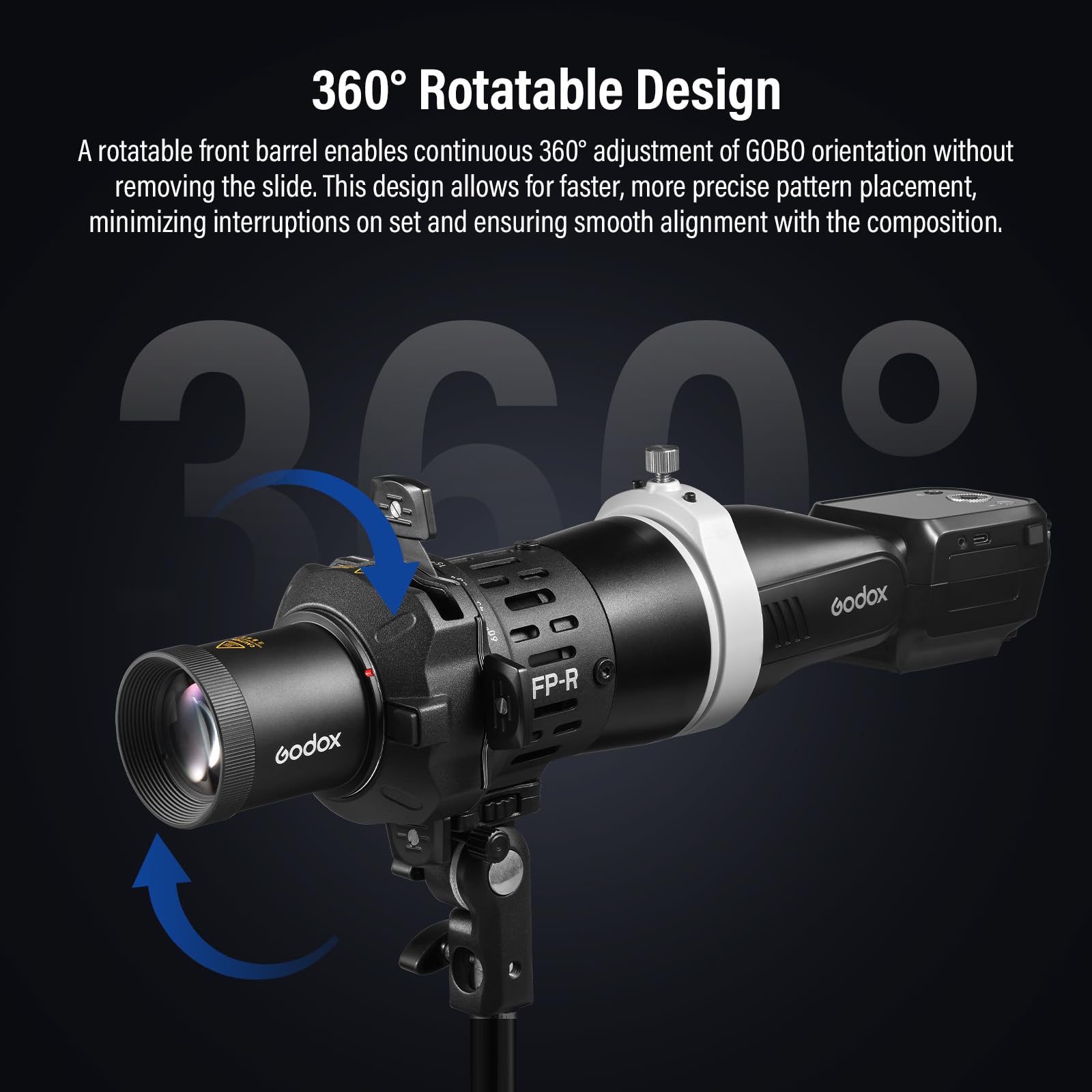 Godox FP-R-50 Blitzprojektor-Snoot mit Halterung für die Fotografie Ausgestattet mit GOBO-Halterung, GoboSet und Farbrahmen; Unterstützt DREI Projektionslinsen für Eine Reihe Von Studioblitzmodellen