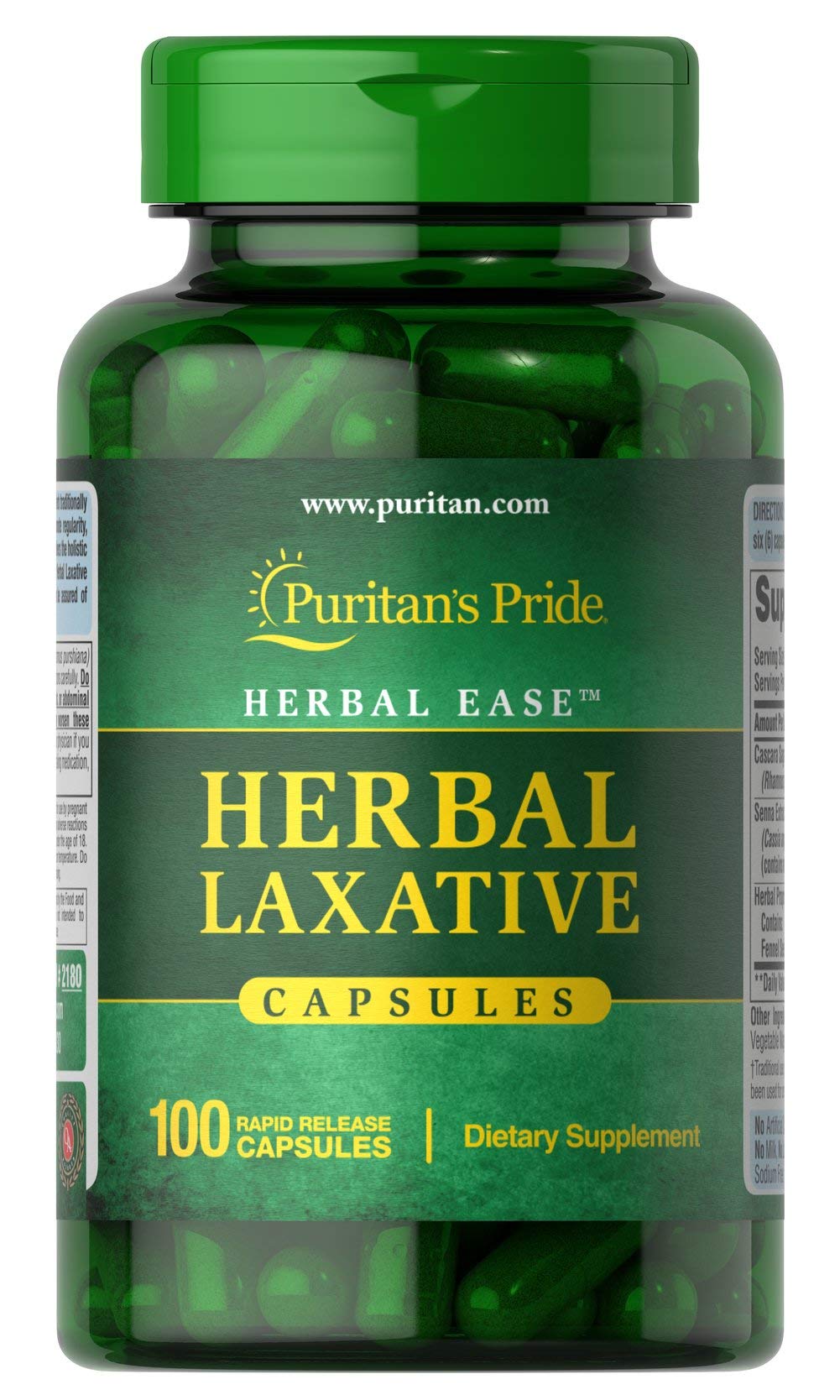 Puritan's PrideHerbal Laxative 100 Capsules Reliefs Occasional Constipation
