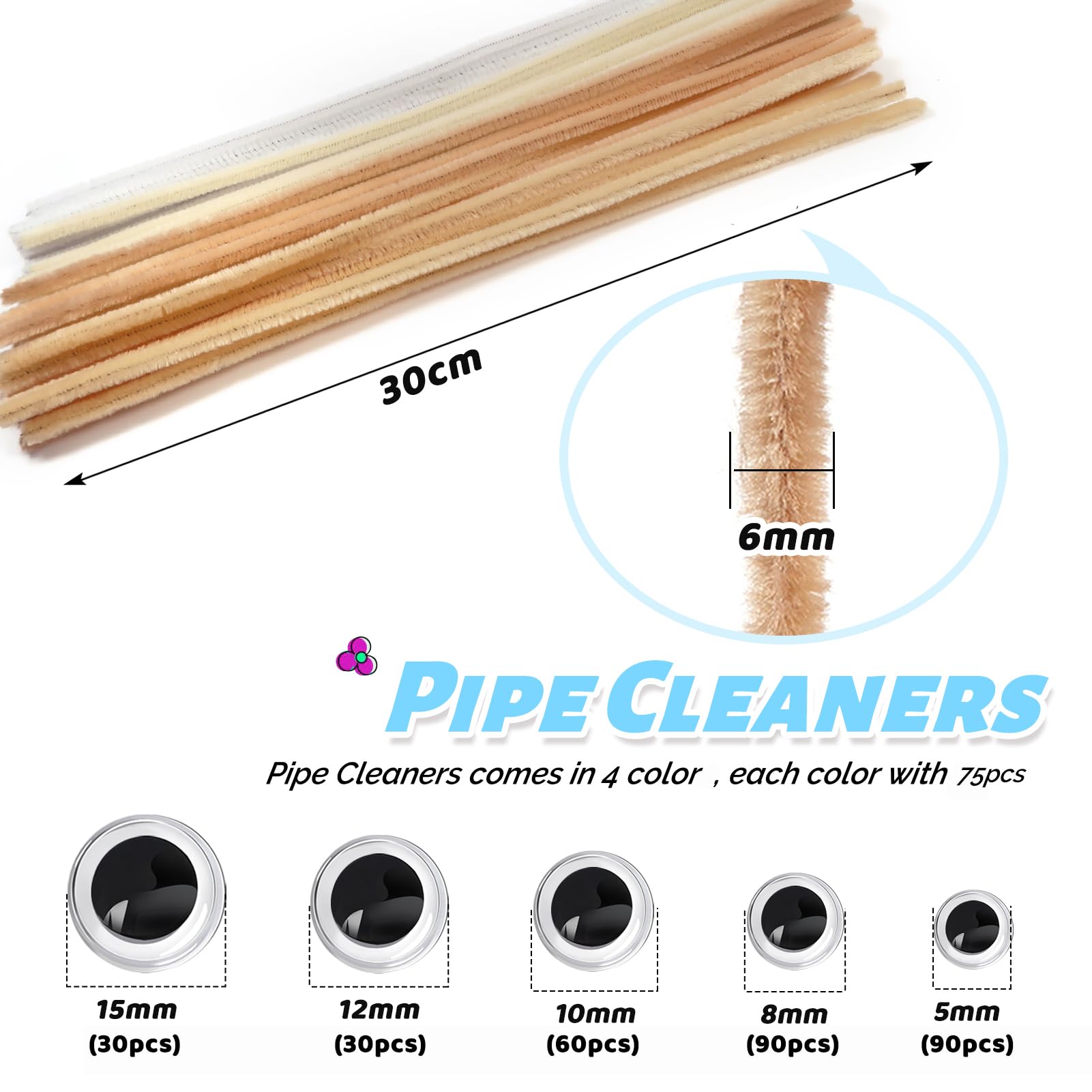 100 Scope Di Ciniglia Miste – 10 Stili, 30 Cm, Intrecciate E Rigate, Per Lavoretti Fai Da Te