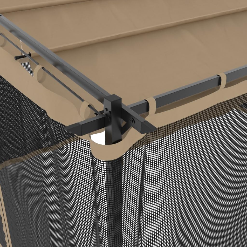 vidaXL Gazebo con Pareti in Rete Tortora 4x3 m in Acciaio