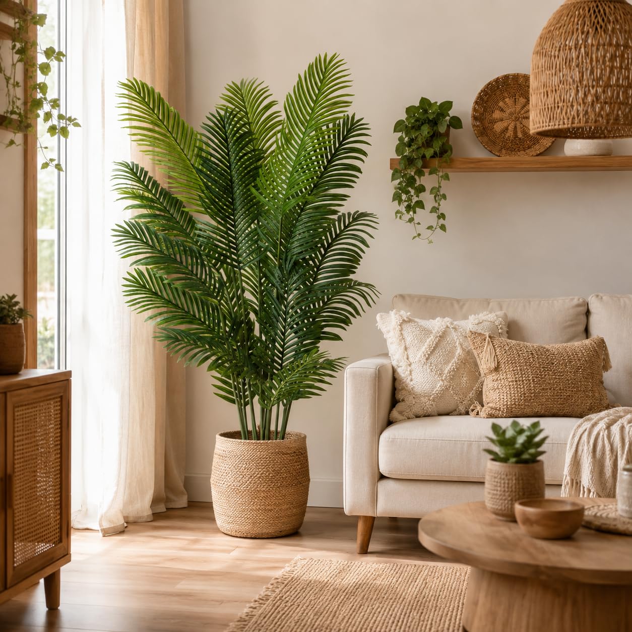 PASCH® Areca Palma Artificial grande (180 cm) - Natural y duradera | Plantas artificiales realistas grandes | Plantas artificiales | Palma artificial | Palma artificial para un ambiente natural