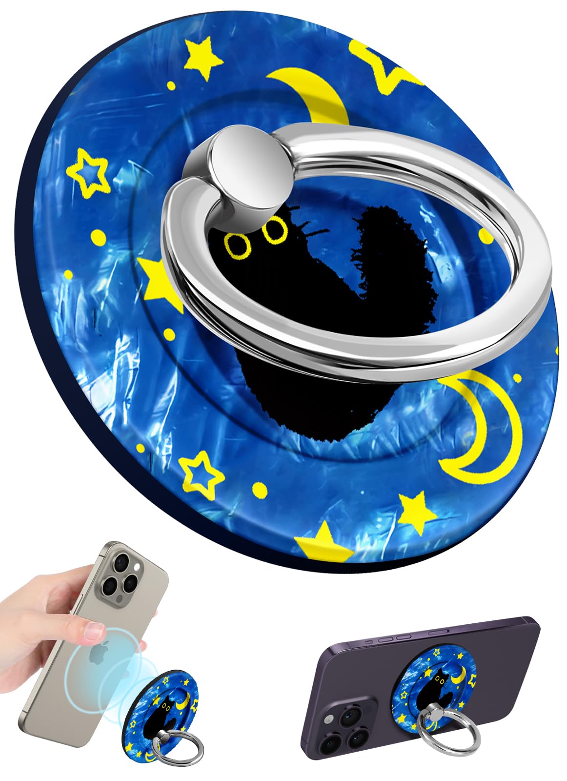 LISEVO Phone Ring Holder Compatible with MagSafe - Magnetic Phone Grip for Women Cute Removable Finger Ring Grip Stand Adjustable Accessories for