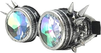 UMBRELLALABORATORY Rave Kaleidoscope Goggles Vintage Steampunk Glasses Rainbow Diffraction Lenses