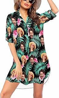 Custom Womens Beach Cover Ups for Swimwear Personalized Face Bathing Suit Coverup Bikini Swimsuit Cover-Up