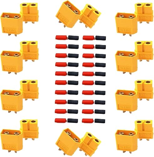 Skrnrhrery Conectores Xt60, 10 pares de enchufes Xt60, adecuados para control remoto de baterías de polímero de litio, conectores de bala macho y