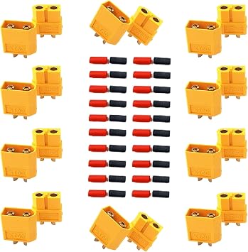 Skrnrhrery Xt60 Connectors, 10 Pairs Xt60 Plug,Suitable for Remote Control Lithium Polymer Battery Power Plugs, Xt60 Male and Female Bullet Connectors Power Connectors