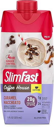 Miniatura 7 de SlimFast Batido de Proteína con Cafeína, Caramel Macchiato - 20g de Proteína, Batidos de Reemplazo de Comida, Alto en Proteína con Bajo