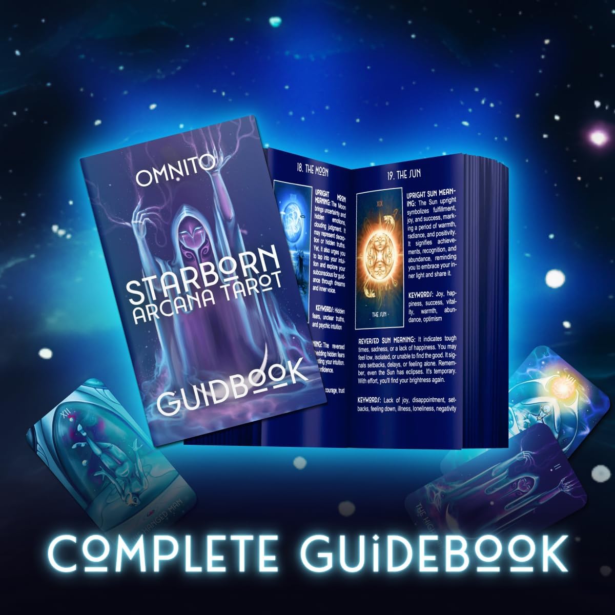 Original Starborn Arcana 78 Tarot Card Set, Unique Borderless Deck, Fortune Telling Cards, Classic Meanings with Guide Book for Beginners and Pro