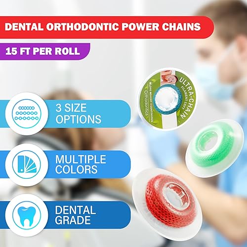 Miniatura 4 de Annhua Correa de goma elástica de ortodoncia para correa dental, corta, azul, 1# - 15 piesrollo, utilizada para soportes de ortodoncia