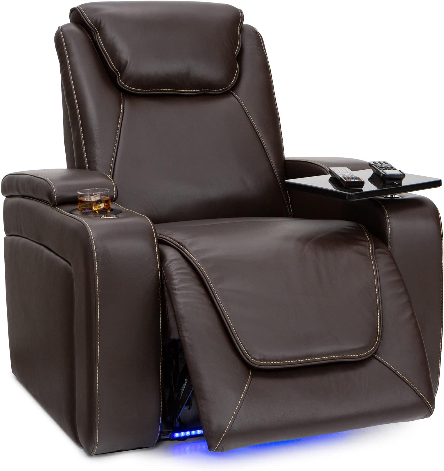Seatcraft Paladin Home Theater Seating, Heat & Massage, Powered Headrest, Powered Lumbar, Italian Leather, Powered Recline, Single Recliner, Brown