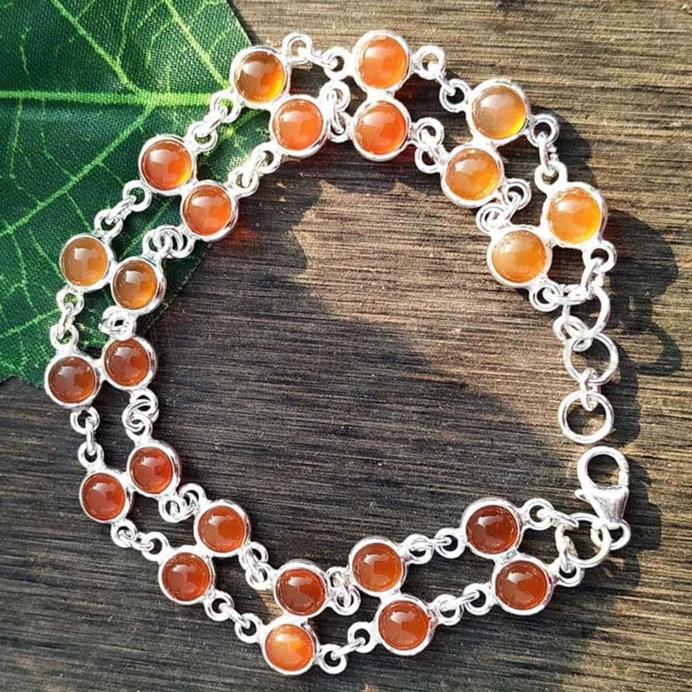 Carnelian Charm Bracelet, Silver Bracelets, Handmade Bracelet, Statement Bracelet, Vintage Bracelet, Carnelian Bracelet, Boho Dainty Bracelet, Bracelet For Girls, Bracelet With Stone, Engagement Gift