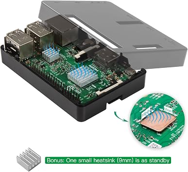 Smraza Case for Raspberry Pi 3 B+, 3 Model B Black Case, 2.5A Power Supply with On/Off Switch,3 Heatsinks