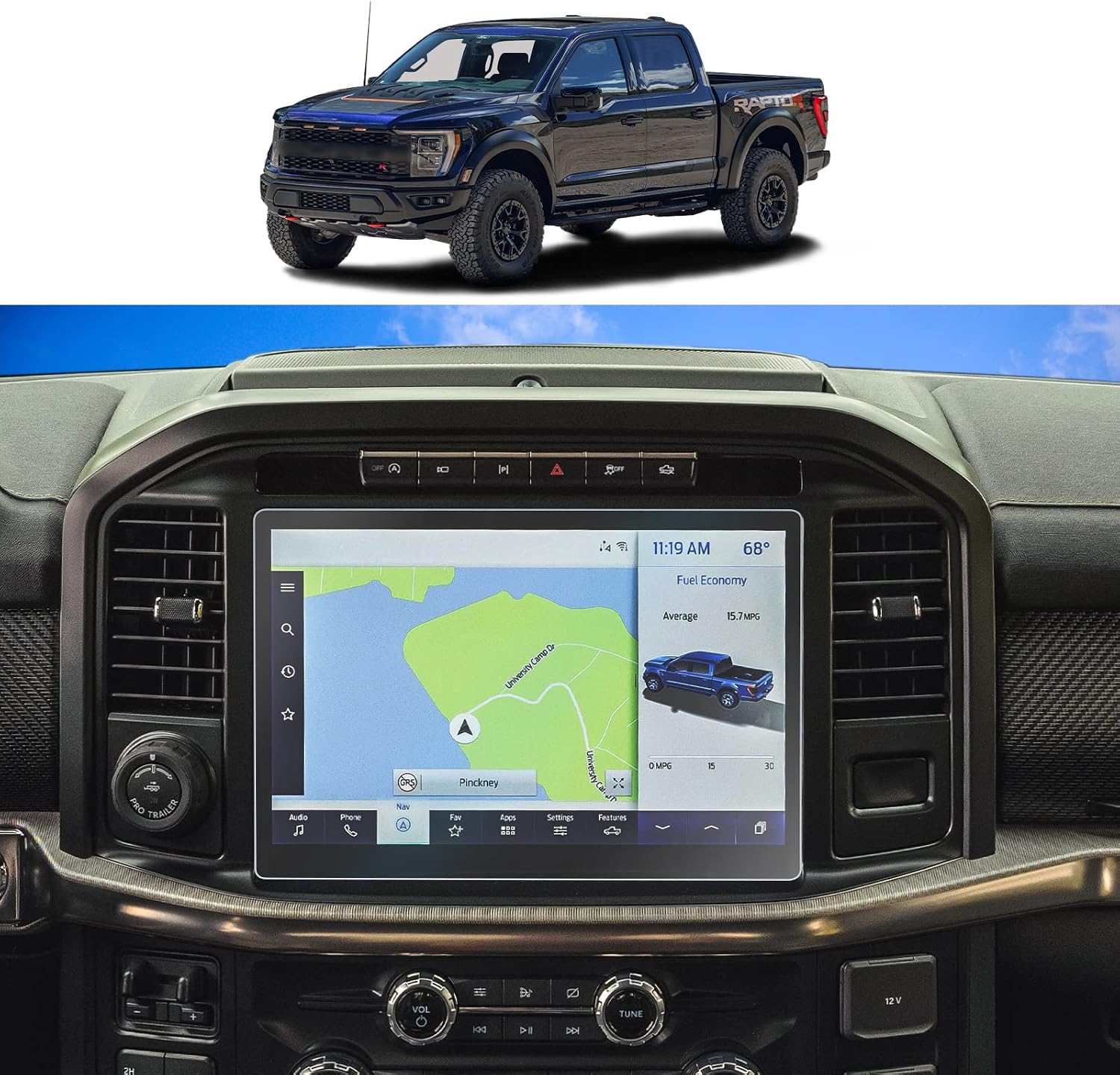 [Upgraded] SKTU for 2021 2022 2023 F150 F 150 Screen Protector 12In sync4 Navigation Display For d F150 Accessories 2023 2022 2021 High Clarity Anti-Scratch Touch PET Crystal Clear Protective Film (2PCS)