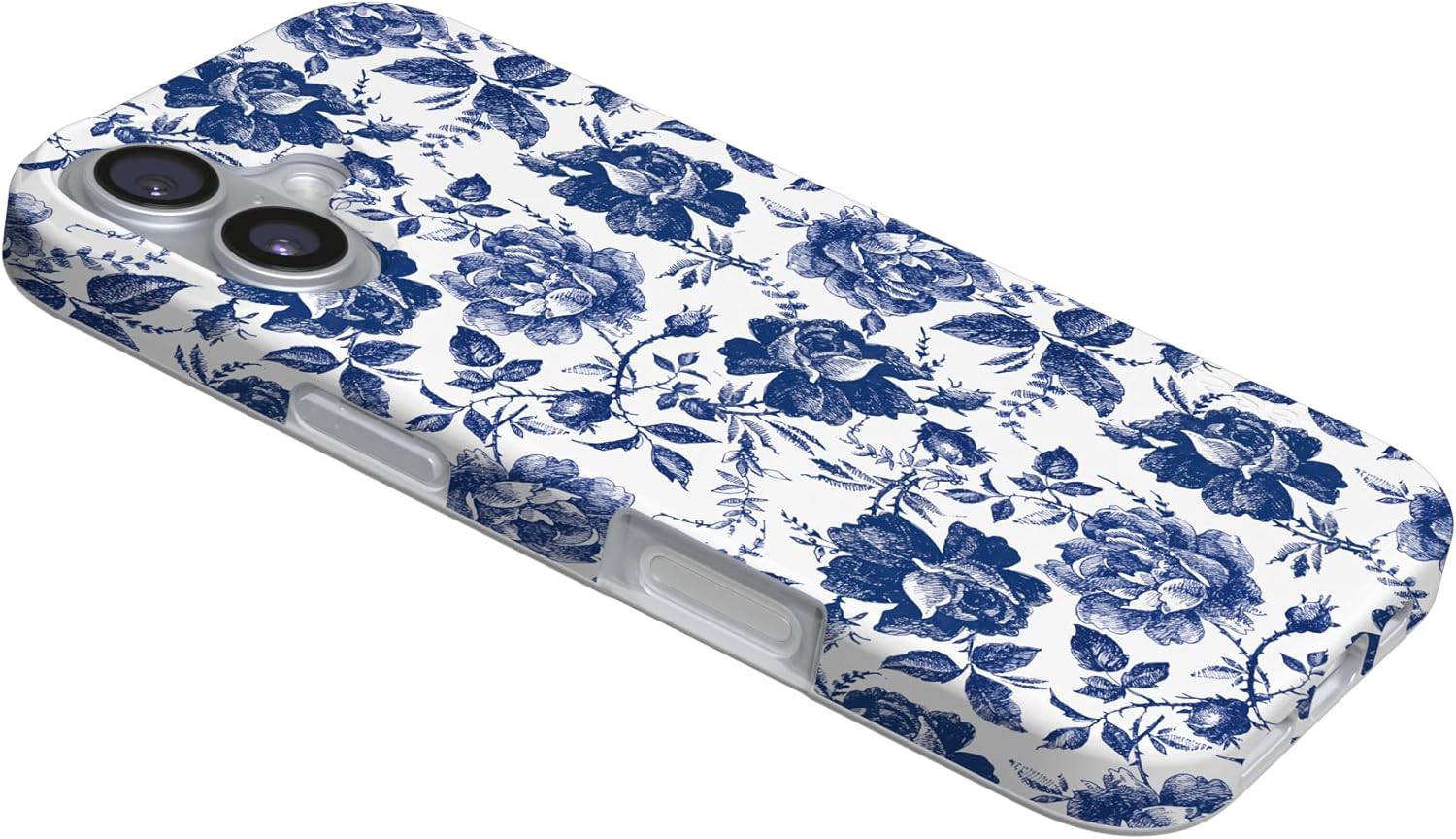 Casely iPhone 17 Case | Rose to Fame | Blue & White Floral | Compatible with MagSafe | Classic Ultra Slim Design