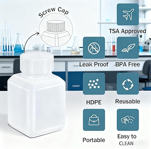 Miniatura 3 de Botellas de plástico recargables con tapas, botellas de viaje a prueba de fugas de HDPE, contenedores de viaje de grado alimenticio para líquidos,